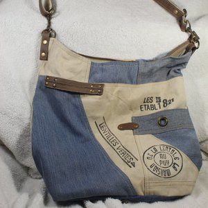 Rare Myra Hippy Trend 1930 Tote Bag Purse Denim, Cotton and Leather (NWOT)